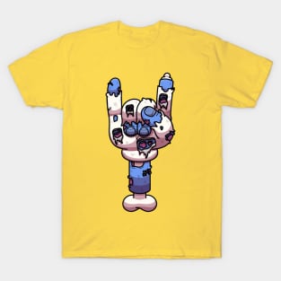 Cartoon Zombie Hand Rock On Sign T-Shirt